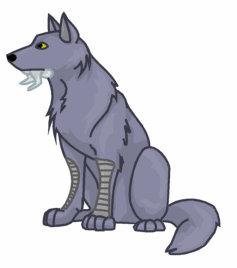 The silverwolf is a violent, but shy, predator that uses the horn-like things on its jaws to fight, rip and kill prey and enemies. The scales on the front legs work as armor when it fight and hunts. It's hunted for its silver coat.
